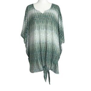Catherines Short Sleeve Knit Sweater Tie Front Tunic Top (3X)